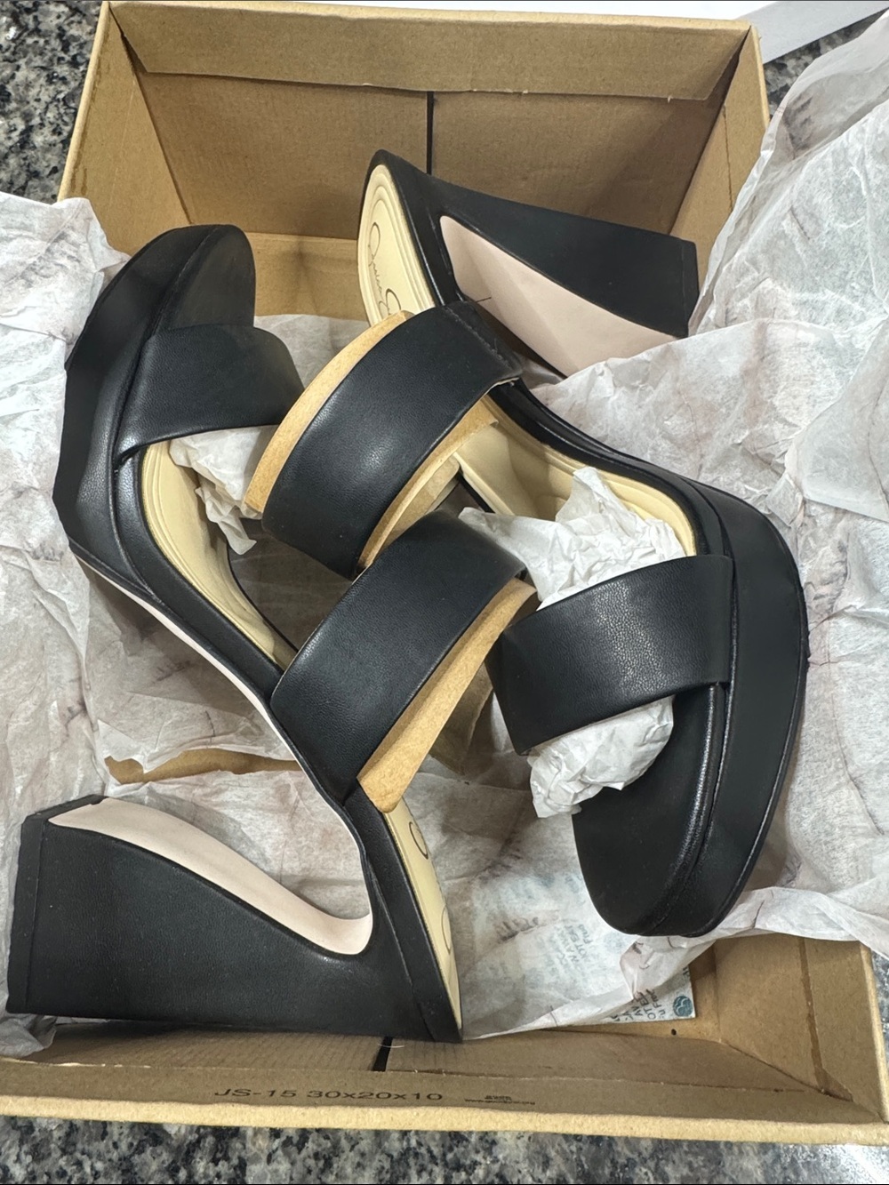 Jessica Simpson Dizza Black Double-Band Platform Block Heels NEW 9.5 - Picture 14 of 14